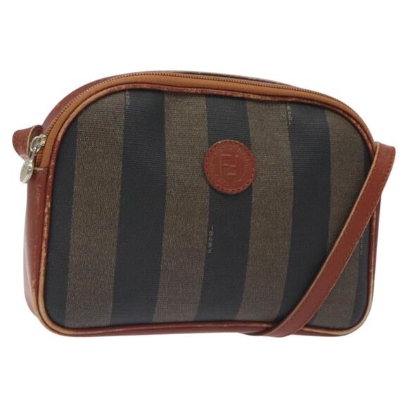 FENDI Pecan Canvas Shoulder Bag Brown Black - Picture 1 of 12